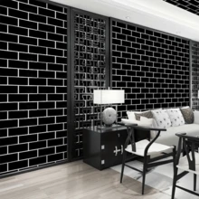 1 Roll Home Decor Wallpaper, Black And White Brick Pattern Self-Adhesive Wallpaper - Removable Sticker, Waterproof, Moisture-Proof, Cuttable, Easy To Install, Multiple Sizes, Suitable For Home Decor, Living Room, Kitchen, Bedroom, Bathroom, Cabinet, Table, Wall, Furniture Renovation - Black Bricks - View 1