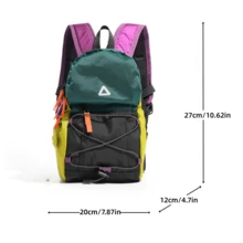 Mochila de viaje y senderismo para exteriores, ligera, impermeable, con diseño de bloques de color, unisex, casual, deportiva y funcional - Verde - Ver 2