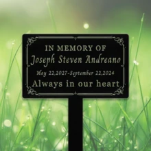 1pc Personalized Memorial Tree Plaque With Stake, Customized Metal Tree Garden Marker, Tree Plaque Marker, Memorial Plaque, Name Headstone, Metal Sign, Memorial For Loved Ones, Condolence Gift, Funeral Tribute, Steel Personalized Headstone, Roadside Memorial - Multicolor - View 3