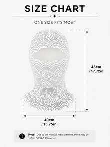 1pc Vintage Floral Lace Balaclava Hat, Sheer Scalloped Edge Full Face Cover Head Wrap For Women Party Cosplay,Halloween - A - View 11