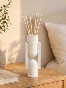 Minimalist Luxury Wabi-Sabi Style Matte White Resin Diffuser Vase, 3D Patchwork Arch Geometric Design, Home Fragrance Empty Reed Diffuser Container, High-End Living Room Bedroom Decor And New Home Luxury Gift - Geometric Fragrance Bottle - View 10