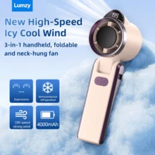1 Stück tragbarer, faltbarer, wiederaufladbarer Handventilator mit Trageschlaufe, eingebautem 4000-mAh-Akku und 199 einstellbaren Windgeschwindigkeiten, ein Muss für Sommerreisen; ideal für Büro, täglichen Arbeitsweg, Camping, Picknick, Wandern, Strand, Rucksackreisen und Outdoor-Sportarten, Gehäuse aus Kunststoff. - cremefarben - Übersicht 1