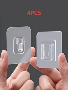 10pcs Easy-To-Install Sticky Practical Hooks-Fashionable Plastic Wall Hangers, Suitable For Routers, Power Sockets, Photo Frames, Remote Controllers-Waterproof Multifunctional Hooks, Suitable For Kitchens, Bedrooms, Bathrooms And Offices - Clear - View 10