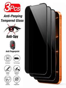 CASECOPS 3片裝 9D 隱私鋼化玻璃全螢幕保護貼，鋼化玻璃材質，相容 17 Pro Max/17 Pro/17 Air 及所有其他機型，9H+ 硬度鋼化玻璃前膜，防指紋、高清晰度、觸控靈敏、超薄精準貼合，日常防摔防刮手機螢幕保護配件 - 絲網印刷防窺3片 - 查看 9