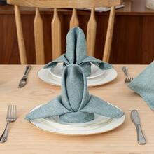1/2/6pcs INS Style Minimalist French Premium Solid Color Textured Fabric Placemats, Tablecloths, Napkins, Decorative Pads, Suitable For Parties And Weddings - Multicolor - View 14