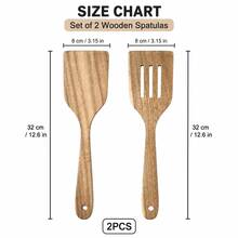 2PCS/1PC Acacia Wood Spatula Set Wooden Cooking Utensil Set - Brown - View 10