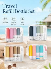 Travel Toiletry Bottles, Silicone Toiletry Containers, Leak-Proof Refillable Liquid Shampoo And Conditioner Travel Essential Toiletries - Multicolor - View 2