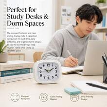 1pc Analog Alarm Clock, Silent Non-Ticking, Snooze Night Light, 1 AA Battery Operated Not Included, ABS Shell, Large Number Bedside Desk Clock For Bedroom Nightstand Living Room Office Dorm Kitchen, Gift For Dad Mom Girlfriend Students Elderly - Multicolor - View 10