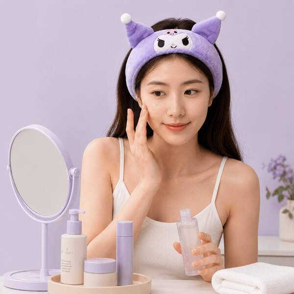  Băng đô tai nhung tím Sanrio Kuromi MINISO dùng trang điểm, rửa mặt và chăm sóc da