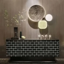 1 Roll Home Decor Wallpaper, Black And White Brick Pattern Self-Adhesive Wallpaper - Removable Sticker, Waterproof, Moisture-Proof, Cuttable, Easy To Install, Multiple Sizes, Suitable For Home Decor, Living Room, Kitchen, Bedroom, Bathroom, Cabinet, Table, Wall, Furniture Renovation - Black Bricks - View 6