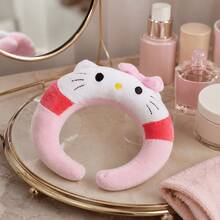MINISO Sanrio Hello Kitty 毛絨化妝髮箍，粉色拼色蝴蝶結髮箍，適用於洗臉、護膚和 SPA - 彩色 - 查看 5