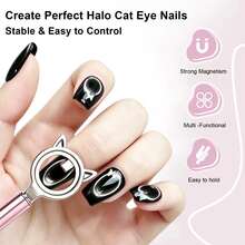 Cat Shaped Circular Cat Eye Magnet With Handle Round Cat Eye Magnetic Nail Art Tool, Professional Circular Magnet, Instant Circular Effect, Strong Adhesion, Suitable For Gel Manicure - Multicolor - View 2