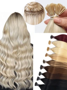1B Natural Hair Straight Pre-Bonded Real Hair Cold Fusion Seamless Invisible Salon Quality Voluminous Women's Hair Extensions Wedding Holiday Party Gift - Multicolor - View 2
