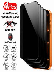 CASECOPS 4片裝 9D 隱私鋼化玻璃全螢幕保護貼，鋼化玻璃材質，相容 17 Pro Max/17 Pro/17 Air 及所有其他機型，9H+ 硬度鋼化玻璃前膜，防指紋、高清晰、觸控靈敏、超薄精準貼合、防摔防刮手機螢幕保護配件 - 絲網印刷防窺4片 - 查看 35