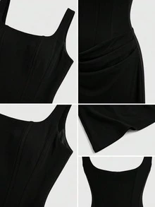 1pc Fashionable Sexy Backless Formal Evening Dress For Women Party Black Summer Elegant - Black - View 4