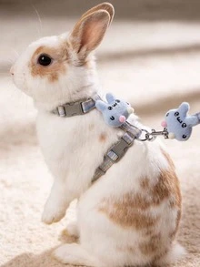 1pc Adjustable Rabbit Leash, I-Beam Rabbit Harness, Cute Rabbit Harness, Rabbit Leash, Suitable For Small To Medium Animals, Collar And Leash, Harness With Leash, Adjustable Leash, Rabbit Pet Accessories, Rabbit Pet Supplies, Rabbit Harness, Cat Harness, Dog Harness - Multicolor - View 5