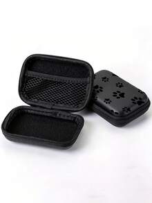 Black Leopard Print EVA Hard Shell 4.3 Inch Compact Storage Box - Travel Protective Storage Bag, Suitable For Electronic Accessories, Earphones, Hard Drives And Data Cables; Shockproof Zipper Pouch (Storage Box Only) - Multicolor - View 5