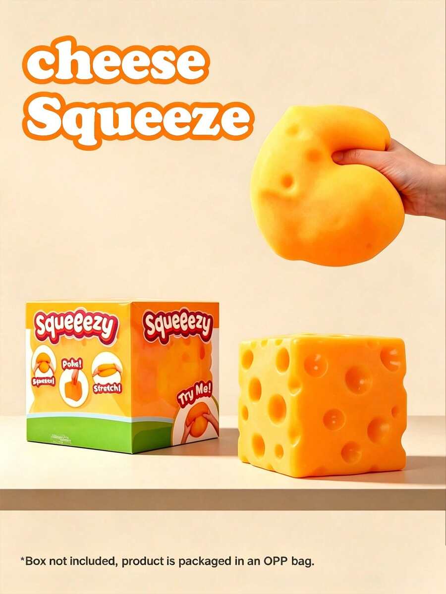 1 pieza Juguete antiestrés de queso grande, Juguete antiestrés de queso cuadrado nuevo de 6CM, Rebote lento, Textura de queso, Regalo de cumpleaños perfecto, Regalo festivo, Regalo