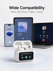 Wireless Earbuds With Smart Display Screen And Charging Case, Portable In-Ear Bluetooth Headphones For Music, Calls, Work, Study And Travel - View 10