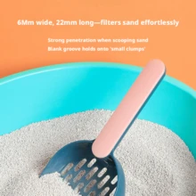 1pc Pet Cat Litter Scoop Set With Dedicated Litter Filtering Tool And Matching Base, Fine Hole Cat Scoop Cleaning Pet Supplies, Color Block Cat Litter Scoop Set, Cat Poop Scoop, 5 Colors Available - View 6