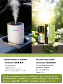 Humidificador Mini Silencioso de 180ml, Luz Ambiental LED, Función de Temporizador, 2 Modos, Alimentado por USB, Apto para Aceites Esenciales. Apto para Coche/Hogar/Oficina/Yoga/Decoración de Escritorio. Esquema de Color Negro y Blanco. - Mist - Ver 27