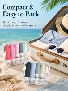 Travel Toiletry Bottles, Silicone Toiletry Containers, Leak-Proof Refillable Liquid Shampoo And Conditioner Travel Essential Toiletries - Multicolor - View 3