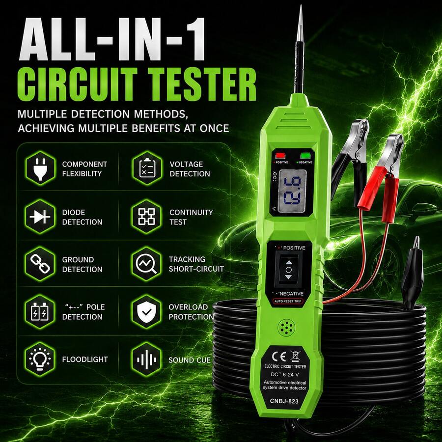 Professional CNBJ-823 Digital Circuit Tester 3.5V~36V DC Vehicle Circuit Fault Detector Polarity Continuity Ground Short Circuit Tester Automotive Repair Test Probe - one-size - View 1