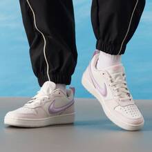 NikeCourt Borough Recrawford Comfort Fit GS Low-Top Sneakers (White/Purple) - White Purple - View 4
