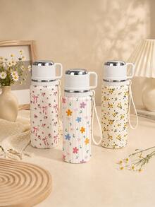 1 Stück 600ml isolierter Becher mit Blumen-Schleife, vakuumisolierter Becher mit Griff und Trageband, Edelstahl-Innenfutter, Kalt- & Heißgetränke Reisebecher, tragbarer Wasserbecher für Frauen, perfektes Urlaubsgeschenk - Weiss - Übersicht 9