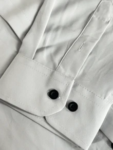 Camicia casual/formale da uomo di colore grigio chiaro, con bottoni singoli, colletto, adatta per l'ufficio, feste, uso casual, versatile, per l'autunno, top a maniche lunghe - Grigio - Visualizzare 6