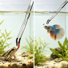 25cm 雙用不鏽鋼鑷子，適用於爬蟲類與魚缸，直頭或彎頭，黑色浸塑頭，防鏽耐腐蝕，多功能餵食、種植與清潔用 - 24.5cm/9.65IN彎鑷 - 查看 4