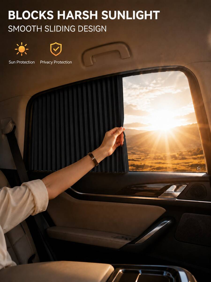 ستائر شمسية للسيارة قابلة للانزلاق بشكل مغناطيسي، ستائر شمسية للسيارة ذات عزل حراري فعال، ستائر شمسية للسيارة عصرية ومتعددة الاستخدامات، طقم من 4 قطع للنوافذ الأمامية والخلفية، زوج واحد للسائق والراكب، زوج واحد للنافذة الخلفية، تحجب الضوء القوي والأشعة فوق البنفسجية، تحمي الداخلية، أنيقة وقوية، ضرورية لحماية من الشمس