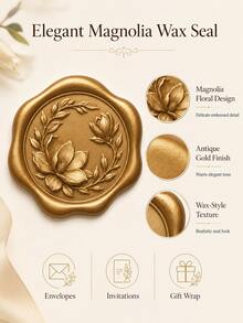 20/30/50/100 Pcs Wax Seal Stickers, Magnolia Wax Seal Stickers, Self-Adhesive Envelopes Wax Seals, For Wedding Invitations, Valentine Day, Party Invitations, Gift Wrapping - Magnolia 2 - View 6