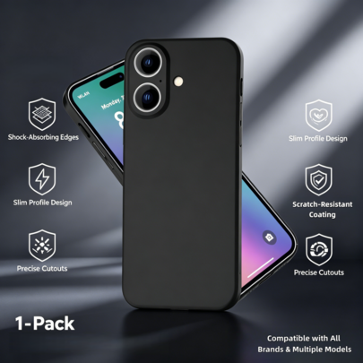 1 قطعة بطانية هاتف سيليكون أسود جديد 2026، مناسب ل- Case/ S Am Sung Case/Mi Phone Case/Hua Wei Phone Case/Galaxy Phone Case Plus Phone Case/Transsion Phone Case/Pixel Phone Case. بطانية هاتف مضاد للسقوط، بطانية هاتف عصري، بطانية هاتف بسيط، بطانية هاتف بلمسة نهائية مطفية، لا يؤذي اليد، مقاوم للصدمات