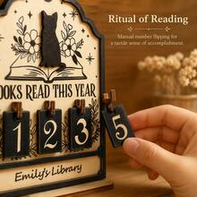 1pc Wooden Reading Counter Pendant, Fun Bookshelf Decor, Personalized Book Reading Tracker, Annual Reading Volume Counter, Library Decor, Bookshelf Decor Book Tracker Sign, Reader Gift, Bookworm Enthusiast Gift, Book Lover Christmas Gift - Counter - View 7