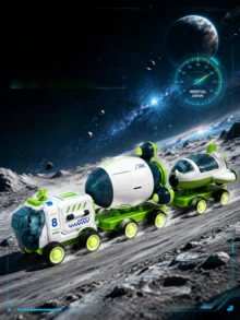 Children's Space Adventure Toy Set Rocket Spaceship Toy Space Shuttle Moon Rover Vehicle Set Astronaut Figure Play Set Galaxy Exploration Mission Toy Inertia Gliding Immersive Space Role-Play Fun Educational Toy Family Leisure Interactive Suitable For Boys And Girls 3 Years And Above Creative Birthday Gift Halloween Christmas Gift - Multicolor - View 6