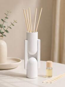 Minimalist Luxury Wabi-Sabi Style Matte White Resin Diffuser Vase, 3D Patchwork Arch Geometric Design, Home Fragrance Empty Reed Diffuser Container, High-End Living Room Bedroom Decor And New Home Luxury Gift - Geometric Fragrance Bottle - View 9