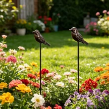 Garden Bird Stake Ground Insert Decoration - Rustic Style Outdoor Decor For Garden Lawn Flower Pot Floral Arrangement Atmosphere Enhancement, Suitable For Halloween, Thanksgiving, Christmas Gifts - 2 Birds - View 7