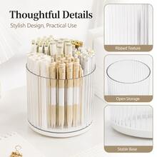 Large Capacity Pen Holder: ABS Resin Desktop Stationery Storage Box - Cylindrical Pen Holder White - Rectangle - View 2