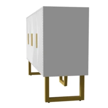Modern And Luxurious 150cm White Sideboard With Textured Lacquered Doors And Gold Handles, 4-Door Model With Height-Adjustable Shelves. - White - View 10