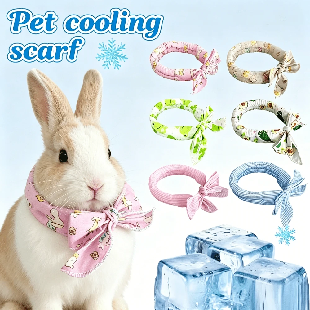 1 pieza Bufanda de enfriamiento para mascotas, envoltorio de cuello de verano para conejos y gatos para refrescarse, accesorio decorativo de bufanda de alivio del calor para mascotas