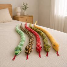 1 pieza Muñeco de serpiente de felpa suave y divertido, muñeco de pitón de felpa realista, suave y flexible, múltiples formas de jugar, envolver, broma y muñeco de serpiente divertido, muñeco de interacción padre-hijo, muñeco de felpa educativo y de educación temprana, accesorio para actuaciones en el escenario, regalo de cumpleaños para niños, regalo de Navidad y Halloween - Multicolor - Ver 2