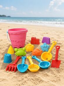 15pcs Outdoor Children's Beach Toy Set, Sandcastle Building Tool Kit, Suitable For Boys And Girls, Enjoy Summer Outdoor Fun, Accessory Colors Random - Multicolor - View 6