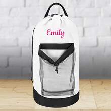 Mochila bolsa de lavandería con estampado de letra, bolsa de lavandería personalizada con inicial, mochila de lavandería para dormitorio universitario, regalo de graduación para estudiantes - Multicolor - Ver 7