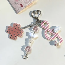 Millennium Y2K Style Sweet Versatile Four-Leaf Clover Music Note Keychain Pendant, Girly Backpack Car Key Ring Accessory For Women, Summer Beach Vacation, Travel, Birthday Party Gift, Valentine's Day - Multicolor - View 6