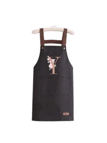 A-Z Letter Printed Apron With Large Pocket, Waterproof, Stain-Resistant, Oil-Proof. This Is A Kitchen Work Apron With Adjustable Neck And Waist, Suitable For Cooking And Grilling. Unisex, Perfect Gift For Christmas And Thanksgiving. - Multicolor - View 29