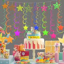 20/40pcs Reflective Neon Vortex Decorations - Colorful Hanging Tassels, Five-Pointed Star Fluorescent Spirals, Star Hanging Ornaments, For Ceiling, Birthday Party, Neon Party, Bar, Party Backdrop, Dance Party And Bachelor Party - One Size - View 8