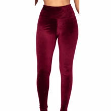 Set Of 3 Corduroy Plush Leggings, Comfortable, Thick Fabric, For Winter - 黑色/酒紅色/綠色 - 查看 2