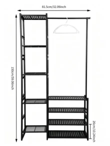 All-In-One Floor Standing Coat Rack With Hanging, Storage And Shoe Rack Functions, Space-Saving; Sturdy Metal Frame Multi-Functional Coat Rack Suitable For Bedroom, Entryway And Doorway - Random Color - View 11