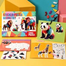 Buku Puzzle Stiker Geometri 3D untuk Anak, 5 Tema Hewan Dinosaurus Laut Kendaraan Buah Kit Kerajinan Seni Mosaik, Mainan Edukasi Montessori untuk Usia 3+ - MultiWarna - View 6